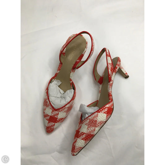 Shoes Heels Kitten By Ann Taylor In Orange & White, Size: 7