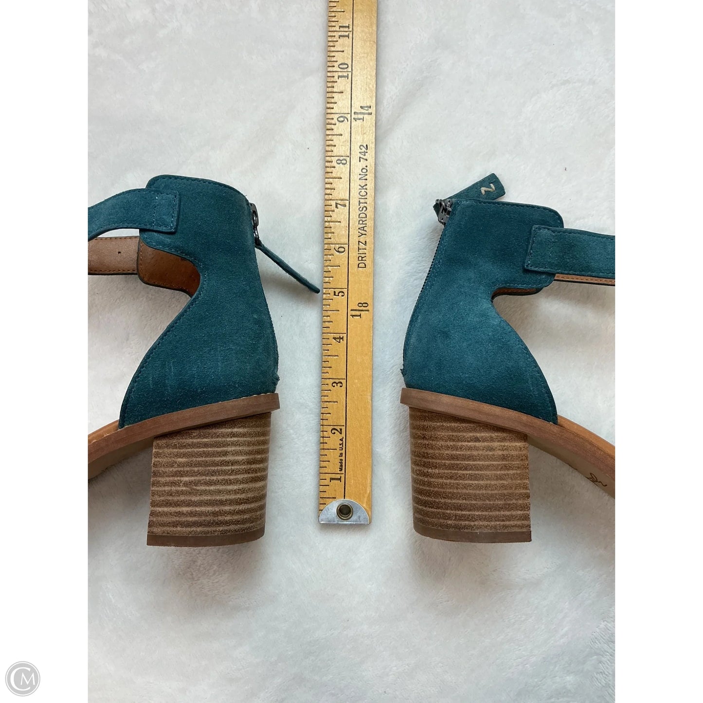 Sandals Heels Block By Zodiac In Teal, Size: 7.5