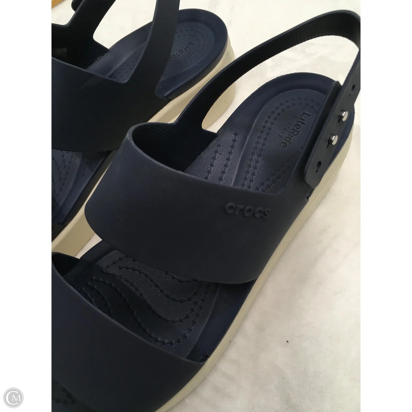 Sandals Heels Platform By Crocs In Blue, Size: 8