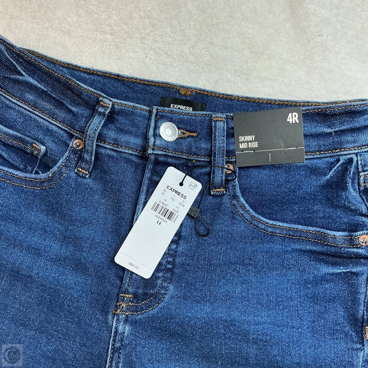 Jeans Skinny By Express In Blue Denim, Size: 4
