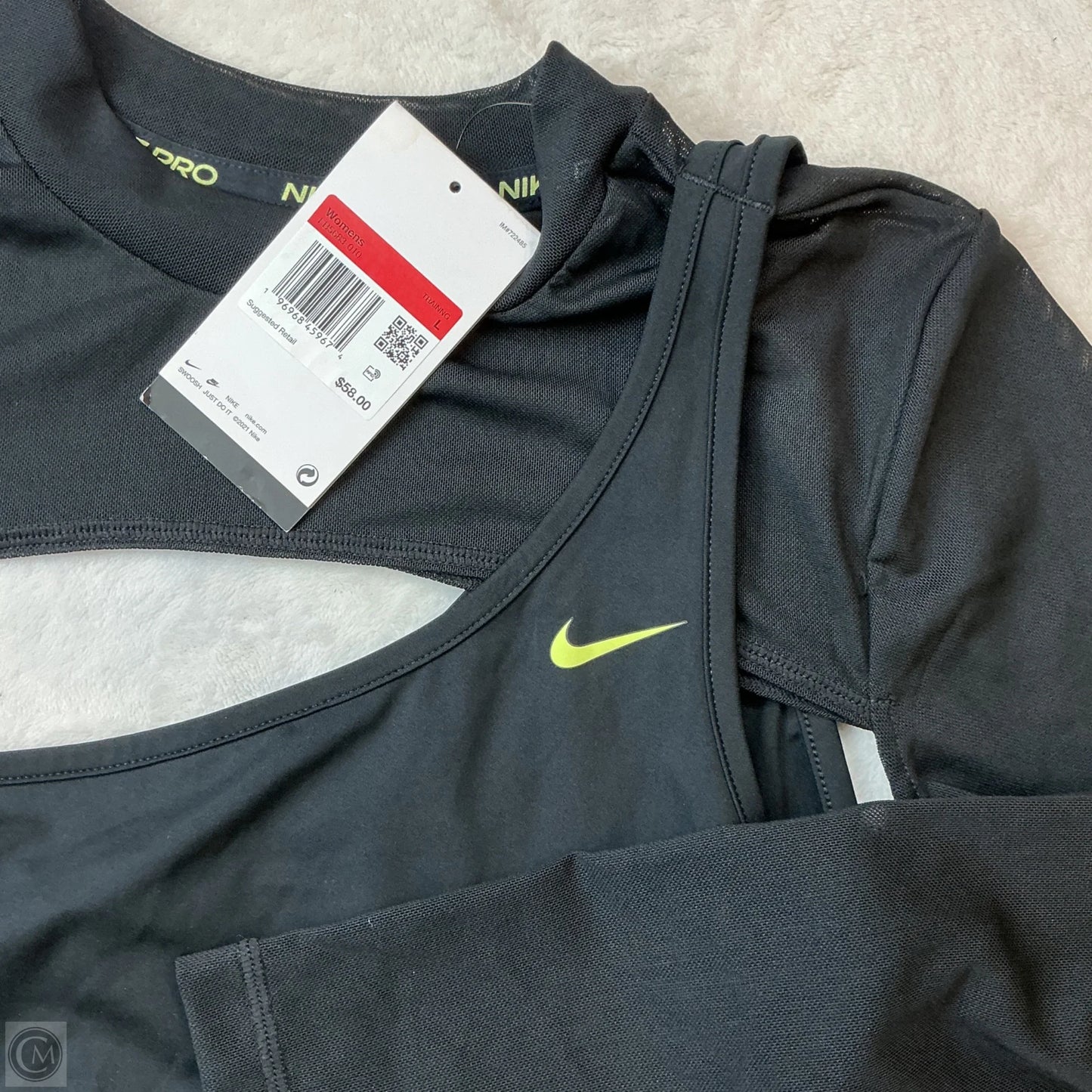 Athletic Top Long Sleeve Crewneck By Nike In Black, Size: L