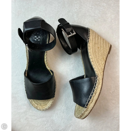 Sandals Heels Wedge By Vince Camuto In Black & Tan, Size: 8.5