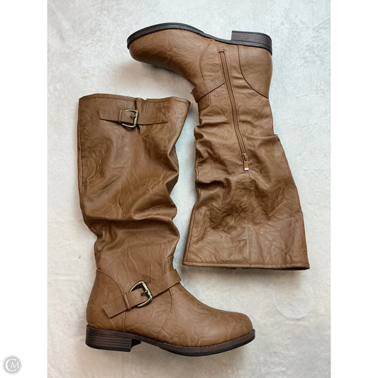 Boots Knee Flats By Journee In Tan, Size: 9.5