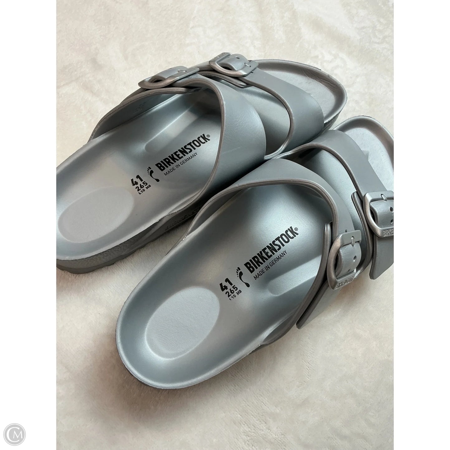 Sandals Flats By Birkenstock In Grey, Size: 10