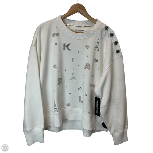 Sweatshirt Designer By Karl Lagerfeld In White, Size: L