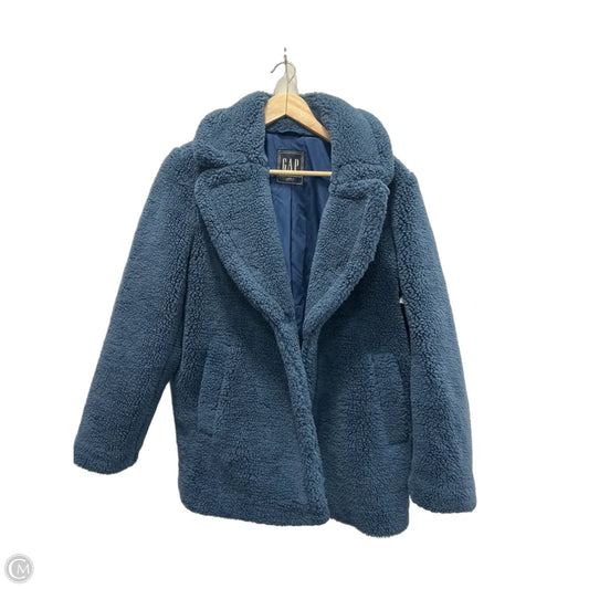 Coat Faux Fur & Sherpa By Gap In Blue, Size: Lp