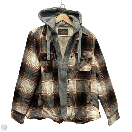 Jacket Shirt By Natural Reflections In Plaid Pattern, Size: L