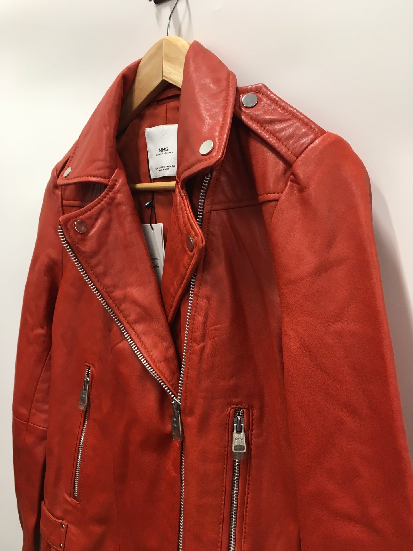 Orange Jacket Leather Mng, Size Xs