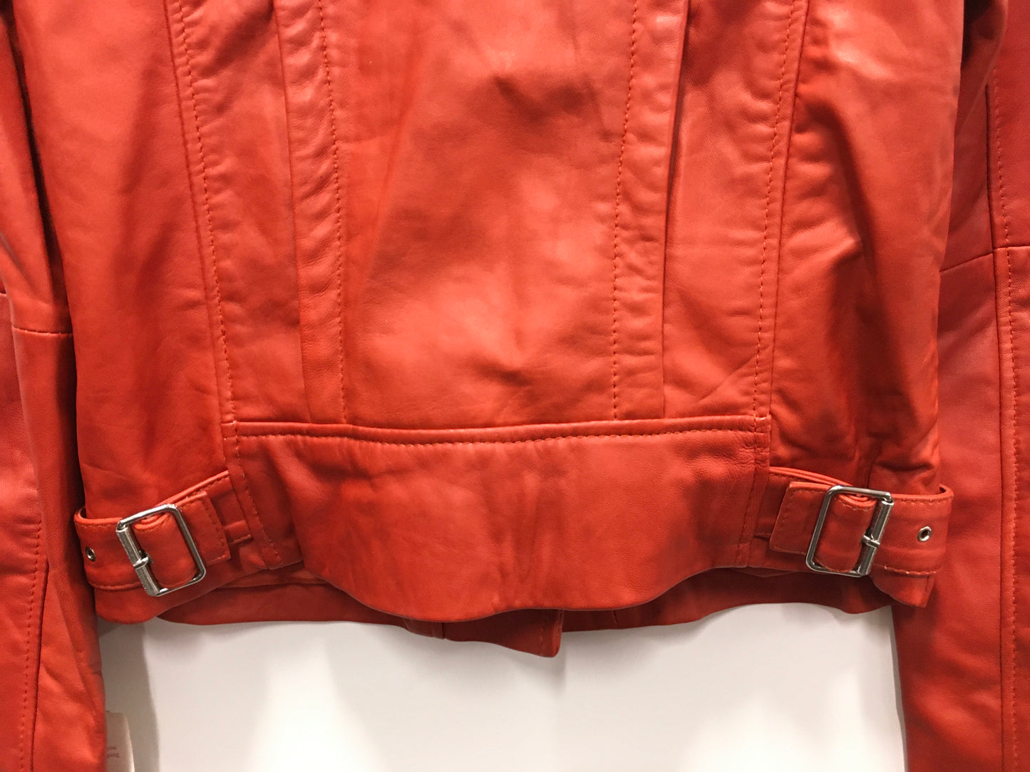 Orange Jacket Leather Mng, Size Xs