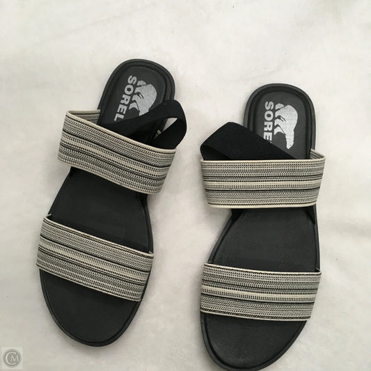 Sandals Flats By Sorel In Black & White, Size: 8