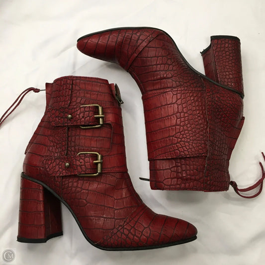 Boots Ankle Heels By Freebird In Red, Size: 10