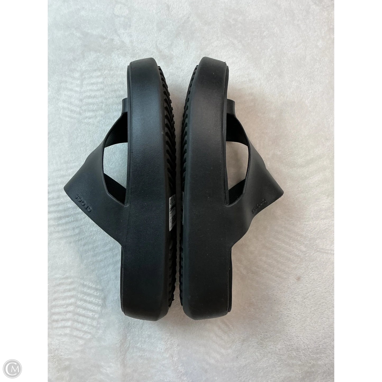 Sandals Heels Platform By Crocs In Black, Size: 7