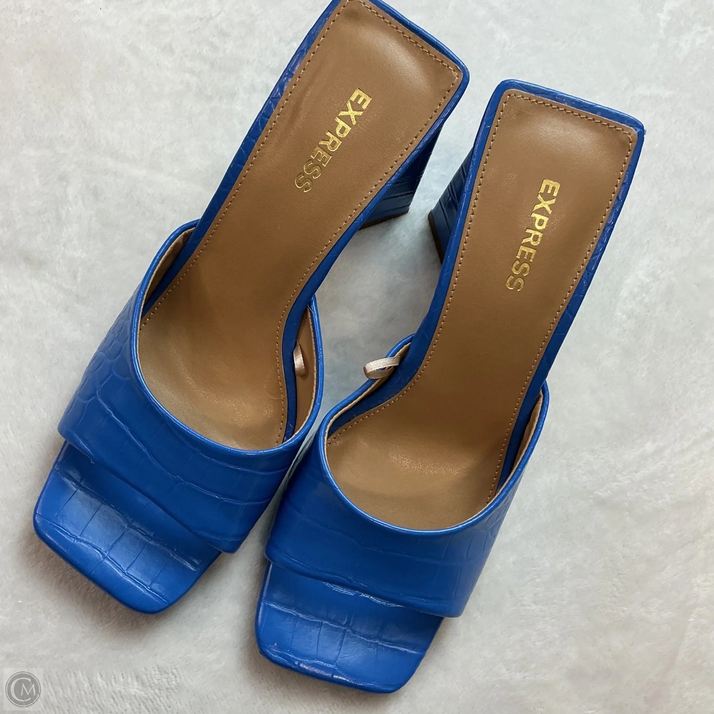 Sandals Heels Block By Express In Blue, Size: 6