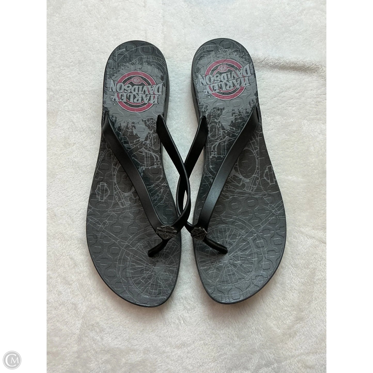 Sandals Flip Flops By Harley Davidson In Black, Size: 10