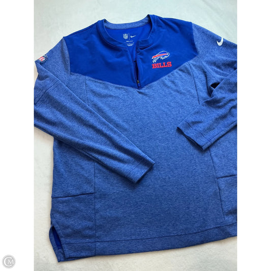 Athletic Top Long Sleeve Collar By Nfl In Blue & Red, Size: L