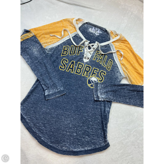 Athletic Top Long Sleeve Crewneck By Clothes Mentor In Blue & Yellow, Size: S