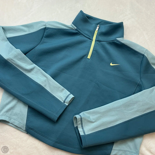 Athletic Top Long Sleeve Collar By Nike In Blue, Size: S