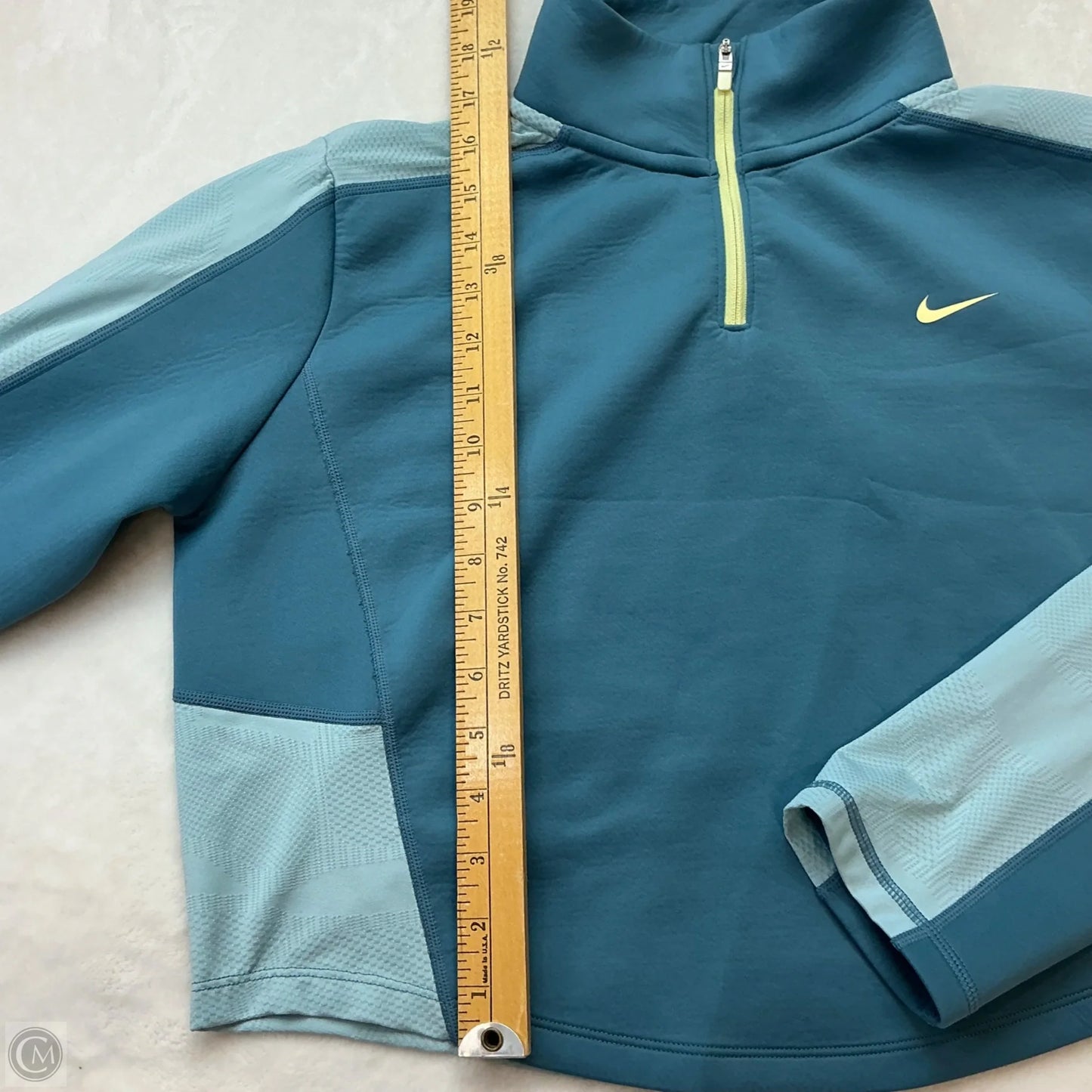 Athletic Top Long Sleeve Collar By Nike In Blue, Size: S