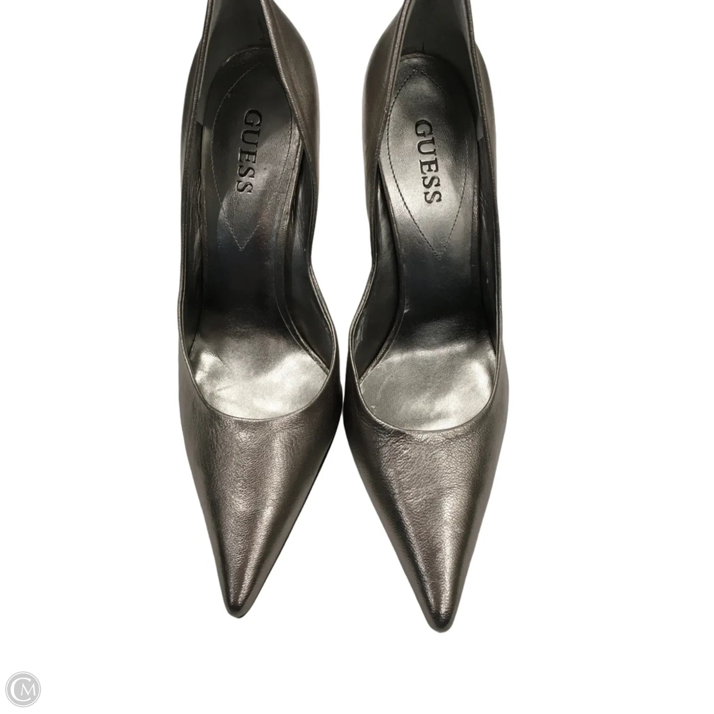 Shoes Heels Stiletto By Guess In Silver, Size: 10