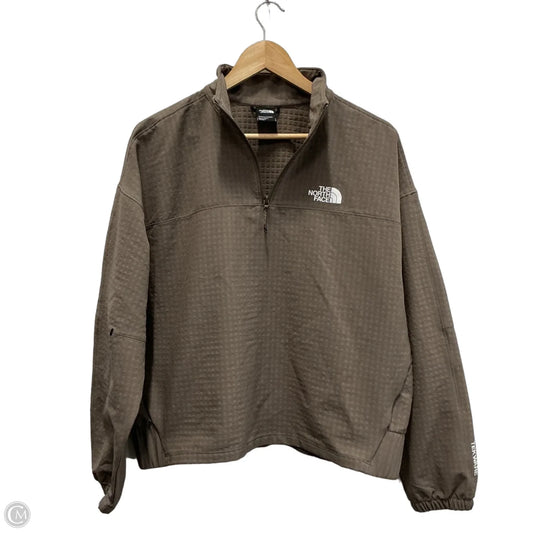 Athletic Top Long Sleeve Collar By The North Face In Taupe, Size: L