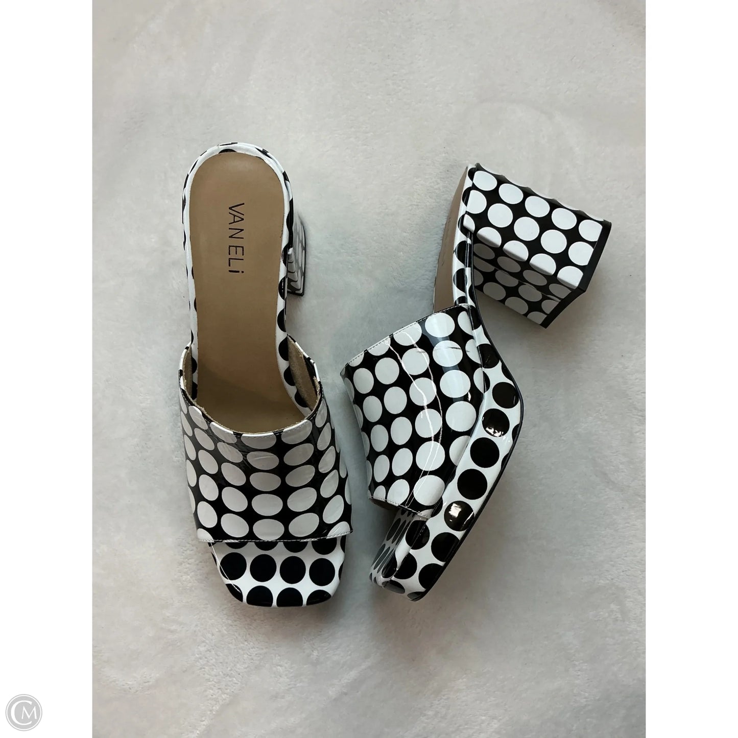 Sandals Heels Block By Vaneli In Black & White, Size: 10