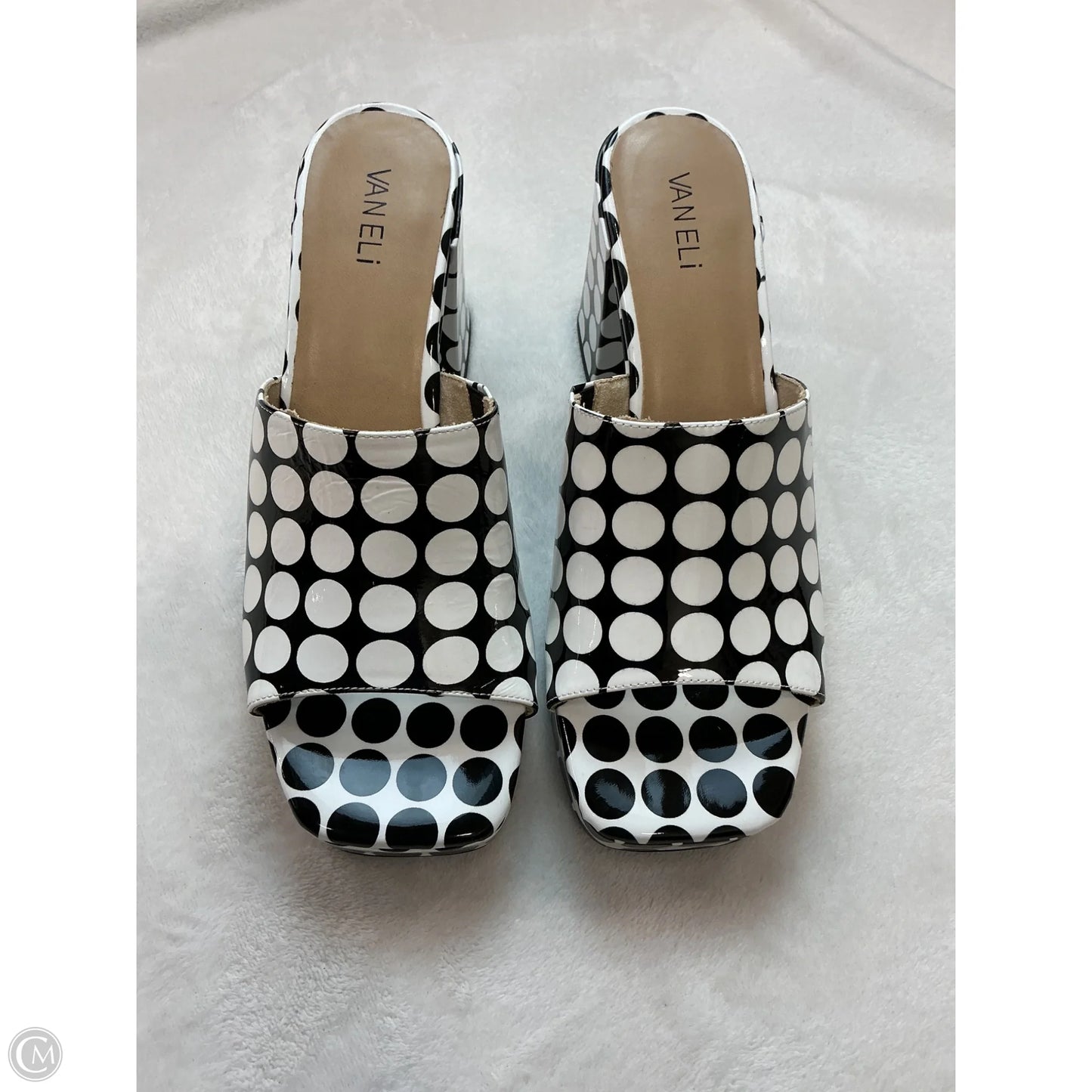 Sandals Heels Block By Vaneli In Black & White, Size: 10