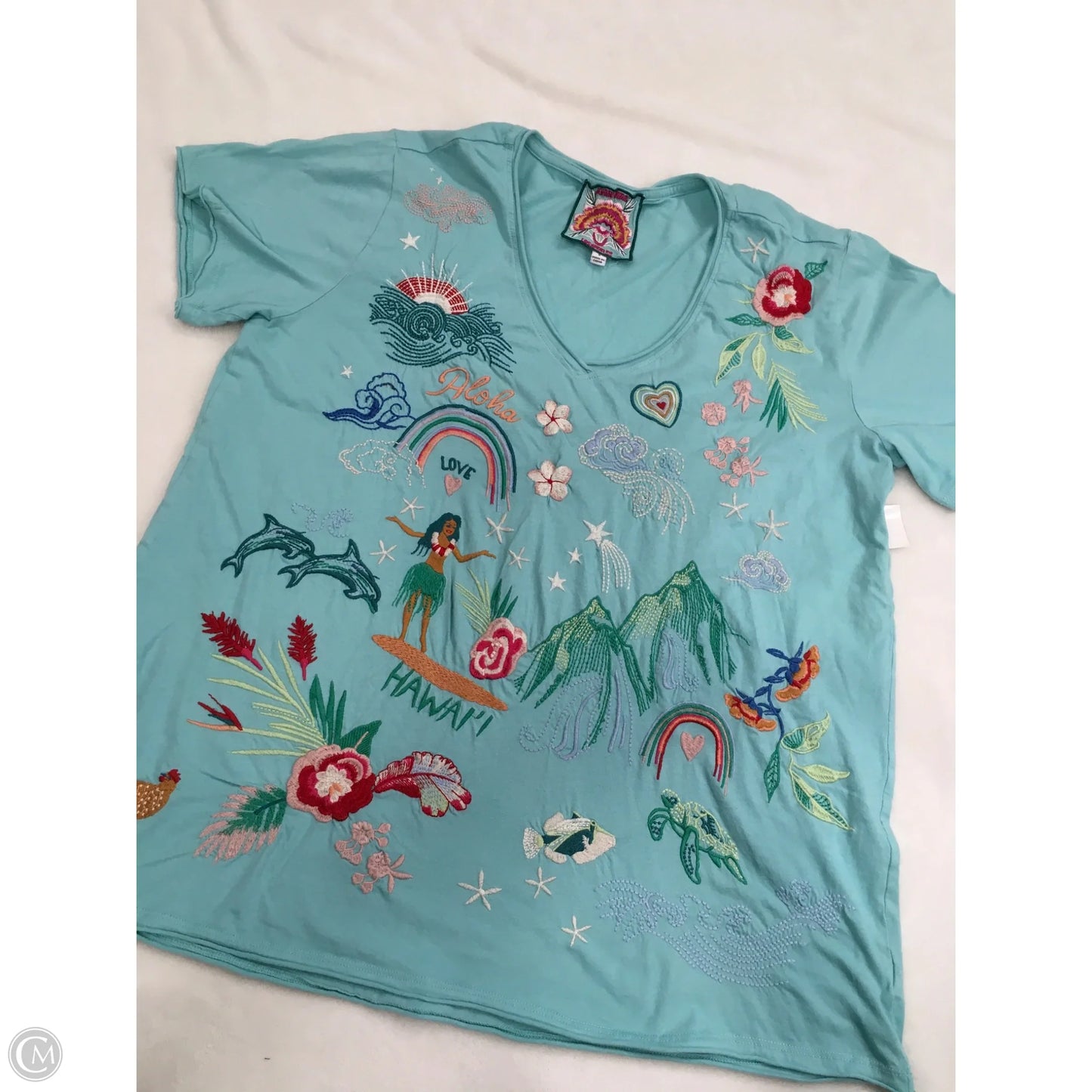 Top Short Sleeve By Johnny Was In Blue, Size: S
