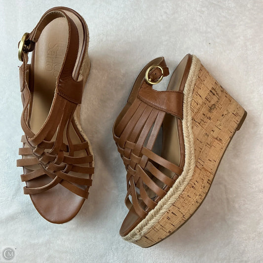 Sandals Heels Wedge By Franco Sarto In Tan, Size: 8.5