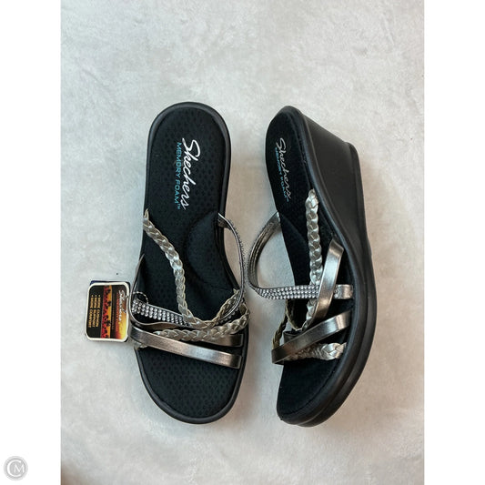 Sandals Heels Wedge By Skechers In Black, Size: 9