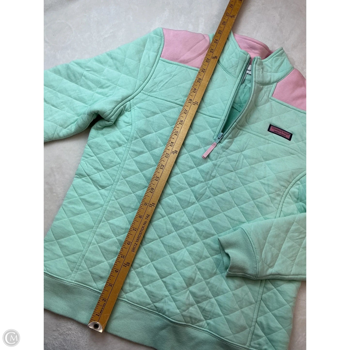 Sweatshirt Collar By Vineyard Vines In Green & Pink, Size: S
