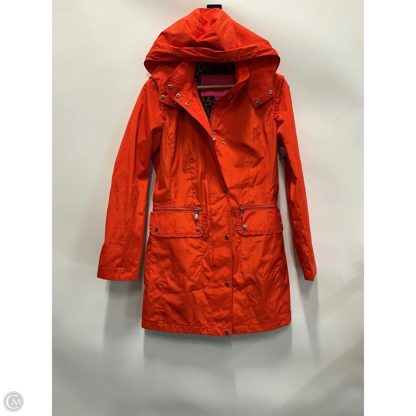 Jacket Windbreaker By Betsey Johnson In Orange, Size: S