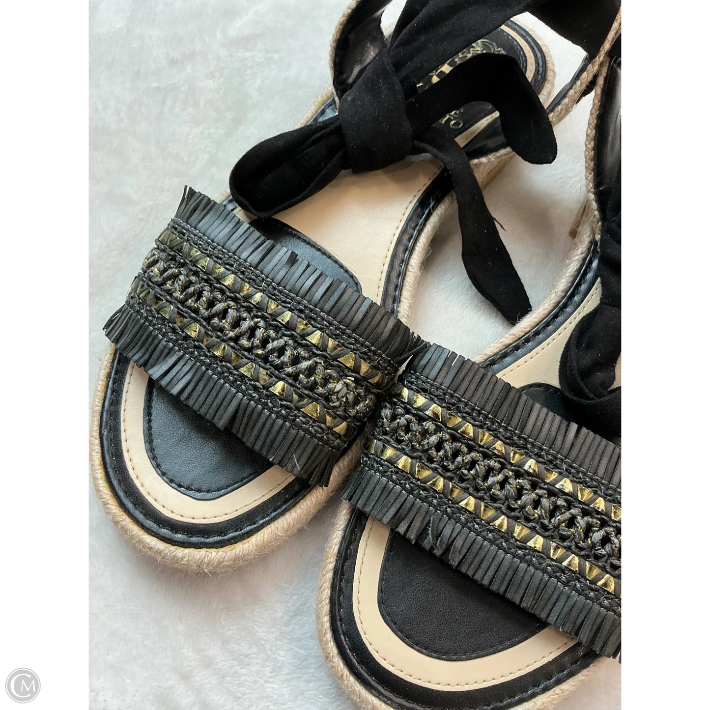 Sandals Flats By Vince Camuto In Black & Cream, Size: 7