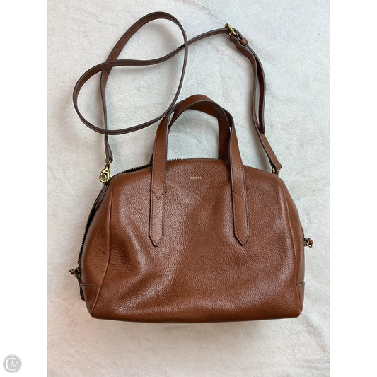 Handbag Leather By Fossil, Size: Medium