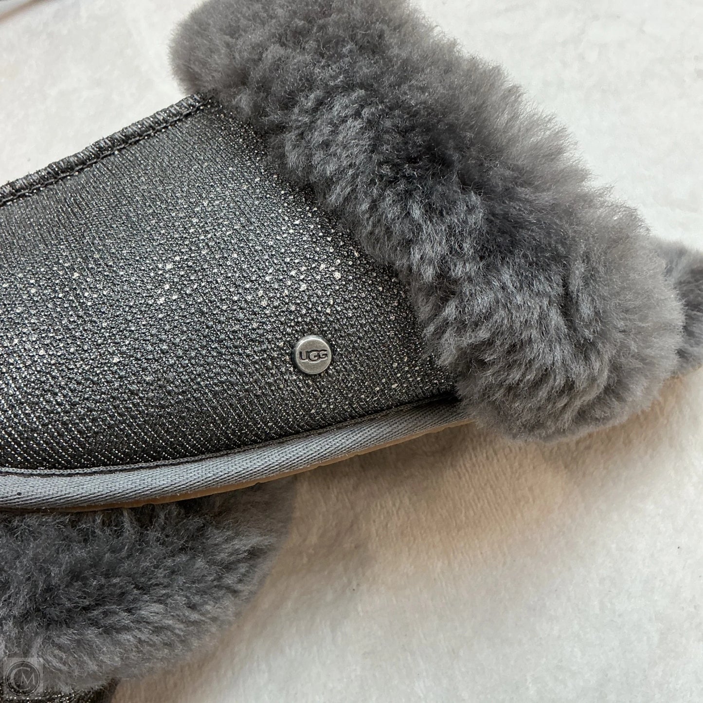 Slippers Designer By Ugg In Grey, Size: 8