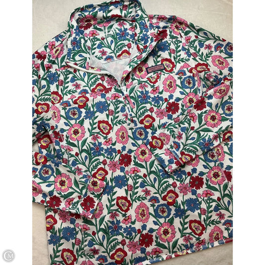 Athletic Top Long Sleeve Collar By Vineyard Vines In Floral Print, Size: L