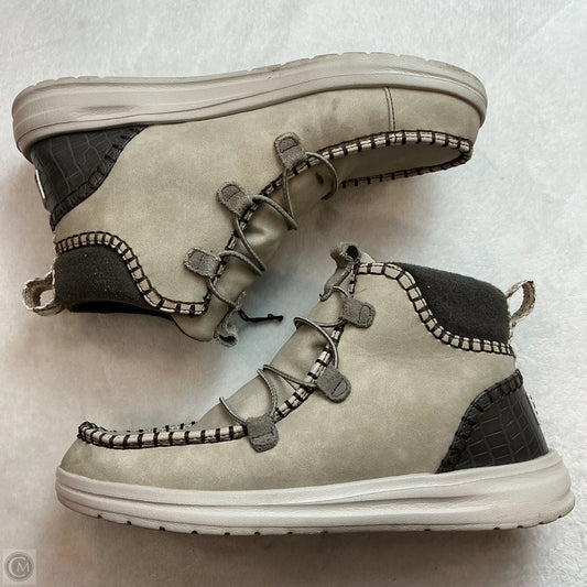 Boots Ankle Flats By Hey Dude In Grey, Size: 12