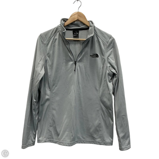 Athletic Top Long Sleeve Collar By The North Face In Grey, Size: L