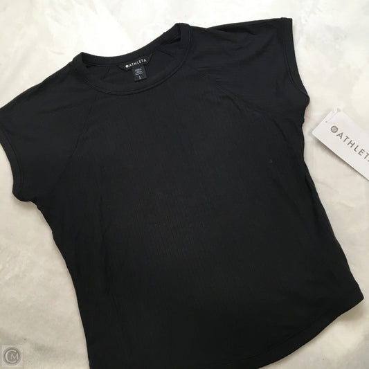 Athletic Top Short Sleeve By Athleta In Black, Size: L