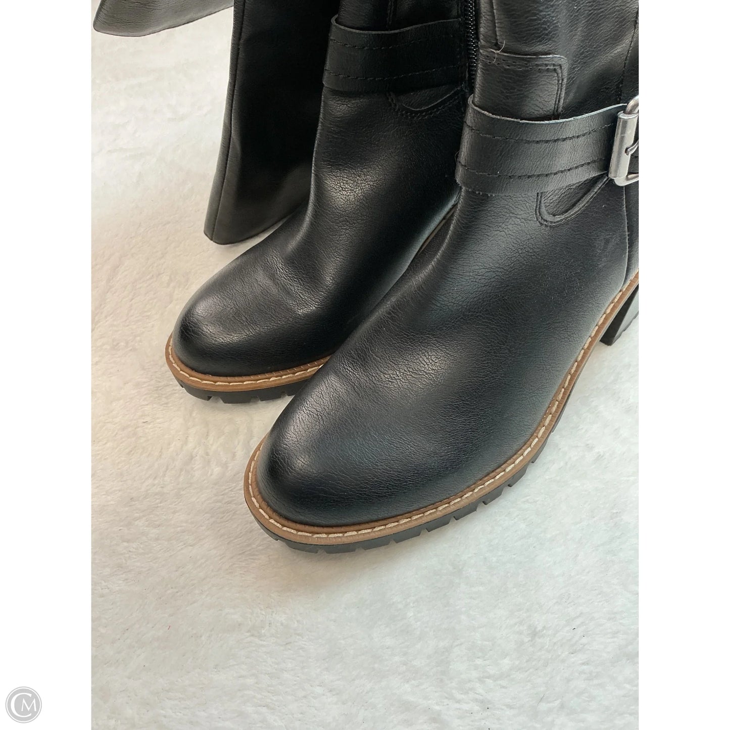 Boots Knee Heels By Clothes Mentor In Black, Size: 8