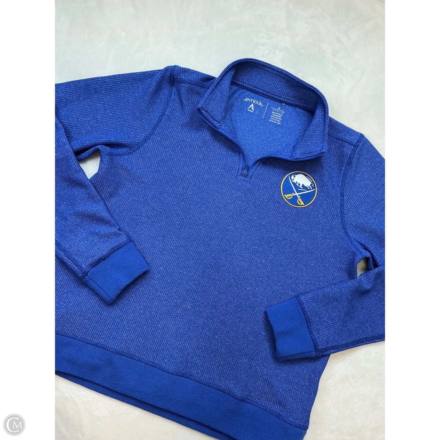 Athletic Top Long Sleeve Collar By Antigua In Blue, Size: S