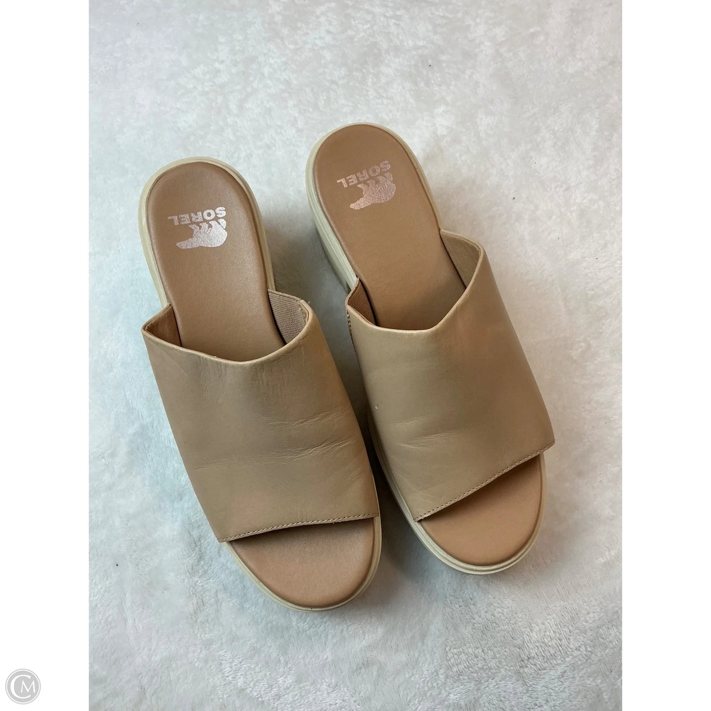 Sandals Heels Block By Sorel In Beige, Size: 8.5