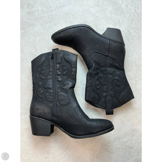 Boots Mid-calf Heels By Clothes Mentor In Black, Size: 9