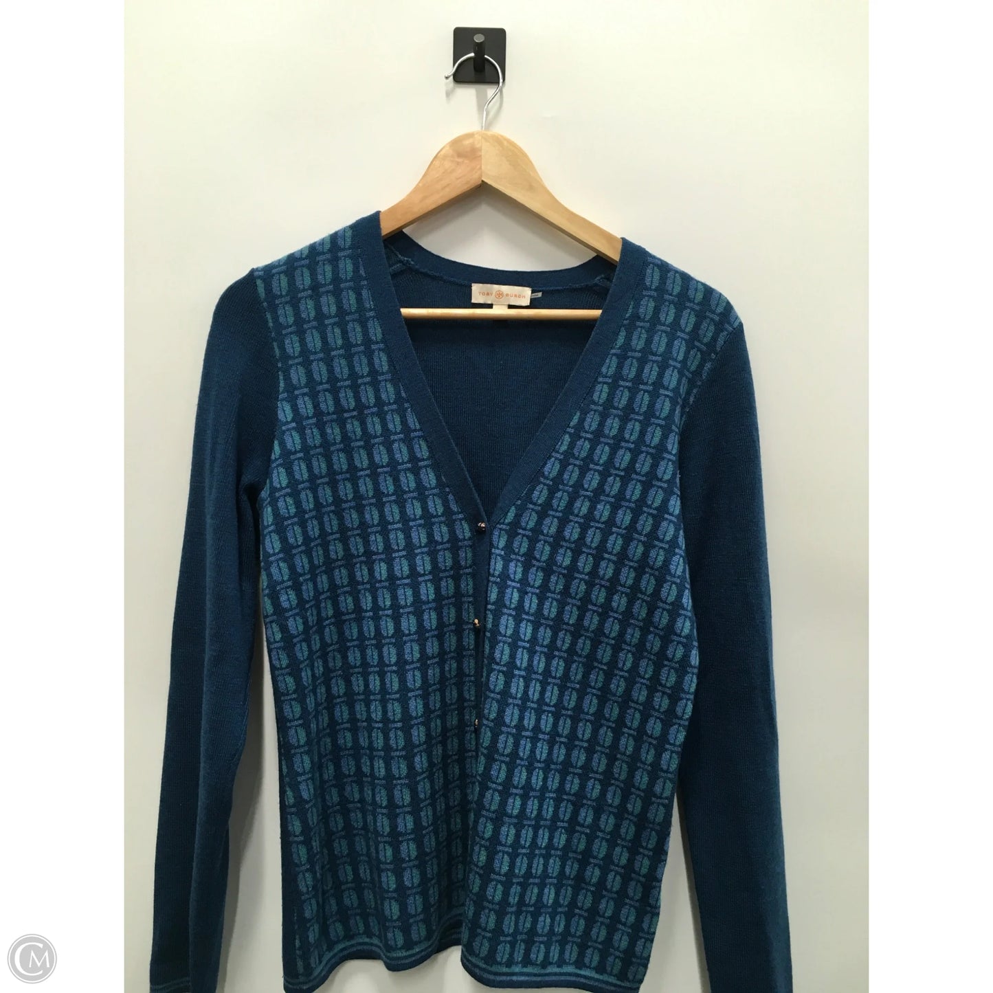 Cardigan Designer By Tory Burch In Blue, Size: M
