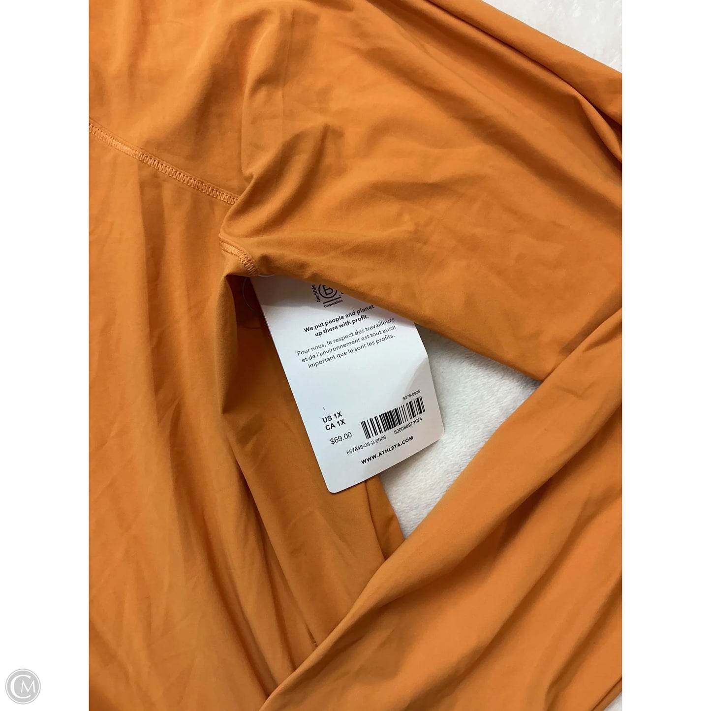 Athletic Top Long Sleeve Collar By Athleta In Orange, Size: 1x