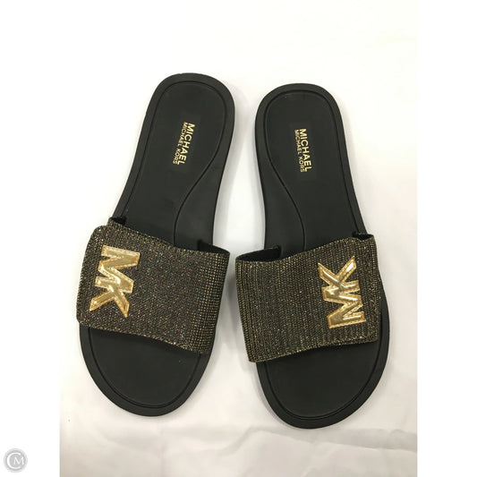 Sandals Designer By Michael Kors In Black & Gold, Size: 7