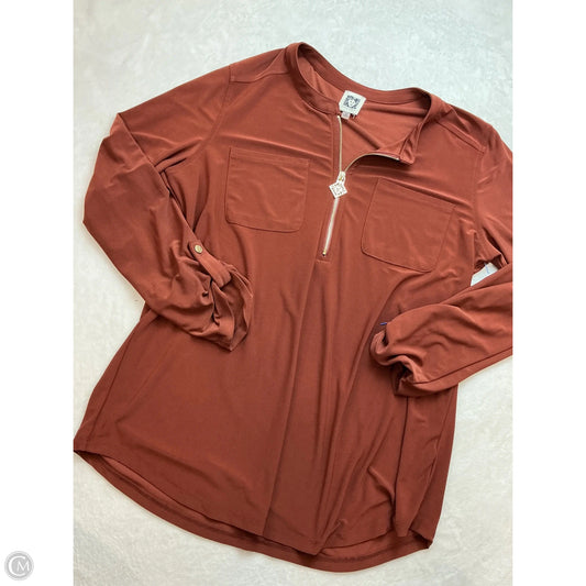 Top Long Sleeve By Anne Klein In Brown, Size: M