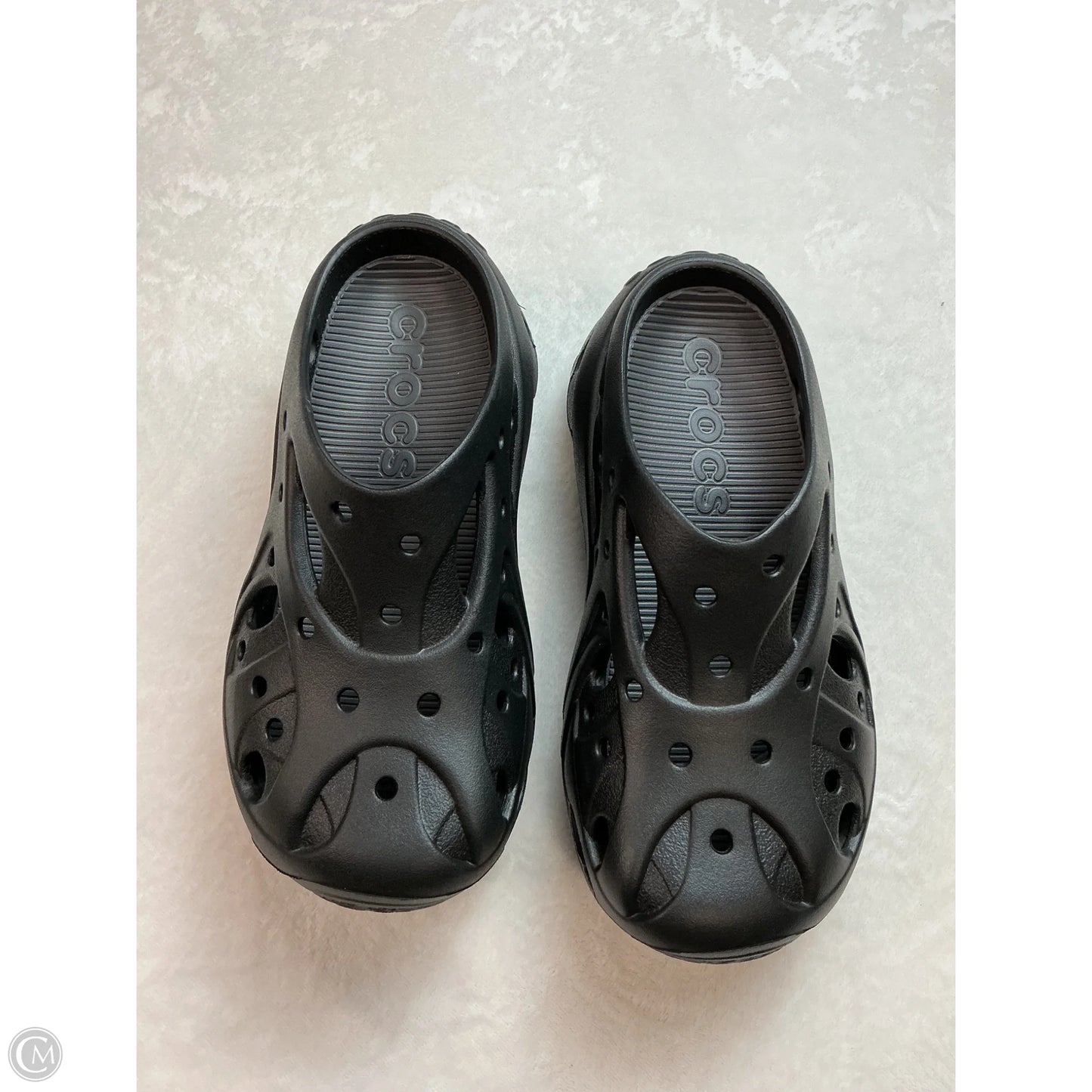 Sandals Heels Platform By Crocs In Black, Size: 8