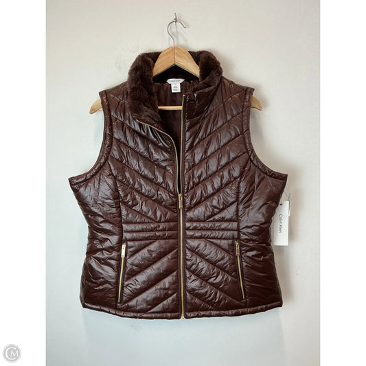 Vest Puffer & Quilted By Calvin Klein In Brown, Size: L