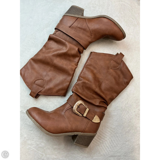 Boots Mid-calf Heels By Clothes Mentor In Brown, Size: 7