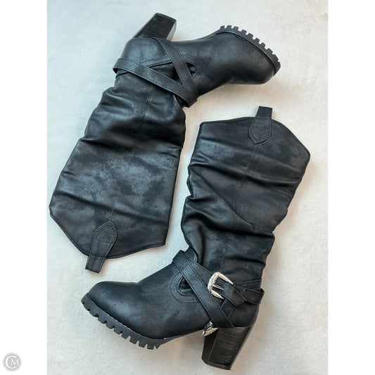 Boots Mid-calf Heels By Clothes Mentor In Black, Size: 7